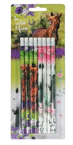 Theonoi Kinder Schreibwaren Set Bleistifte mit Radiergummi Gastgeschenke Mitgibsel Kindergeburtstag Bleistift befüllen der Schultüte Schulanfang (Pferd 8) von Theonoi