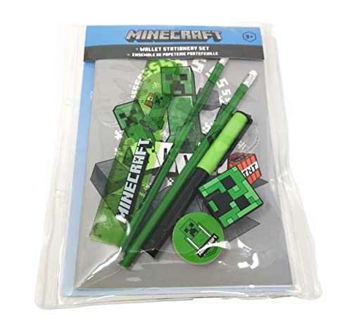 Theonoi Schreibwarenset (7-teilig), Minecraft Schulschreibset für jeden Gamer -Fan! Geschenk für Schulanfang zum befüllen der Schultüte Mitgibsel, Stifte Notizblock Bleistifte Lineal Anspitzer Lineal von Theonoi