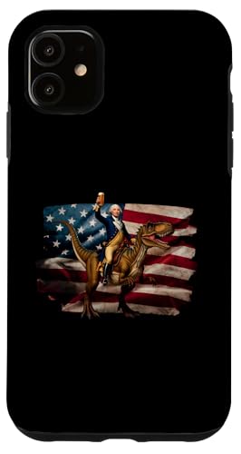 George Washington Riding A Dinosaurier Lustiges Design 4. Juli Hülle für iPhone 11 von Therapy Designs