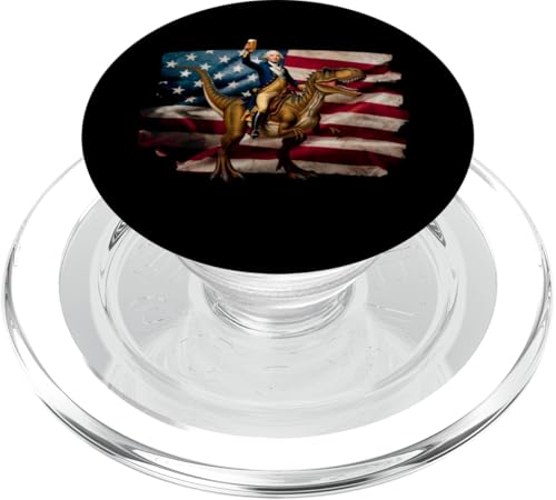 George Washington Riding A Dinosaurier Lustiges Design 4. Juli PopSockets PopGrip für MagSafe von Therapy Designs