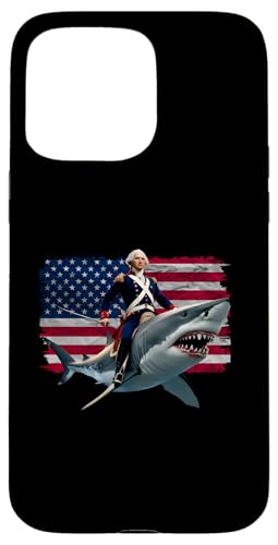 George Washington Riding A Shark Funny 4th Of Juli Design Hülle für iPhone 15 Pro Max von Therapy Designs