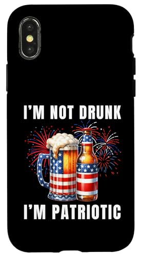 "I'm Not Drunk I'm Patriotic" Lustiges Bier-Design zum 4. Juli Hülle für iPhone X/XS von Therapy Designs