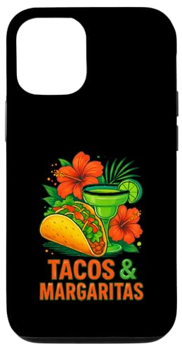 Tacos und Margaritas mit tropischen Hibiskusblüten Hülle für iPhone 12/12 Pro von Therapy Designs