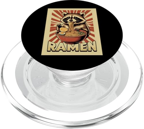 Waschbär isst Ramen Nudeln Vintage Stil Japanische Kunst PopSockets PopGrip für MagSafe von Therapy Designs