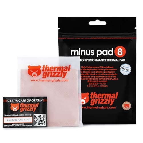 Thermal Grizzly - Minus Pad 8 (100x100x0,5mm) - Selbstklebendes Kühlendes Leitfähiges Wärmepad - Elastisch und Anpassungsfähig, Silikon-Thermopad CPU/GPU von Thermal Grizzly