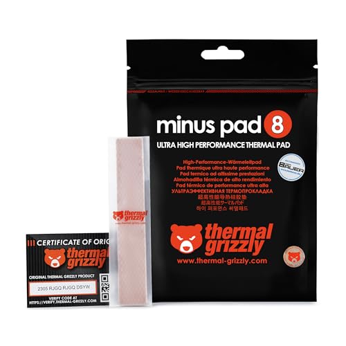 Thermal Grizzly - Minus Pad 8 (120x20x3,0mm) - Selbstklebendes Kühlendes Leitfähiges Wärmepad - Elastisch und Anpassungsfähig, Silikon-Thermopad CPU/GPU/PS4/PS5/Xbox von Thermal Grizzly