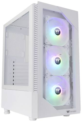 Thermaltake CA-1X3-00M6WN-00 Midi-Tower Gaming-Gehäuse Weiß 3 Vorinstallierte LED Lüfter, Seitenf von Thermaltake