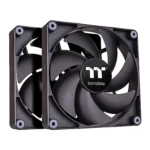 Thermaltake CT120 PC-Lüfter (2-Lüfter-Pack), Daisy-Chain-Design, Lüftergeschwindigkeiten bis zu 2000 U/min, 120 mm Hydraulik-Lagerlüfter, Anti-Vibrations-Befestigung, CL-F147-PL12BL-A, Schwarz von Thermaltake