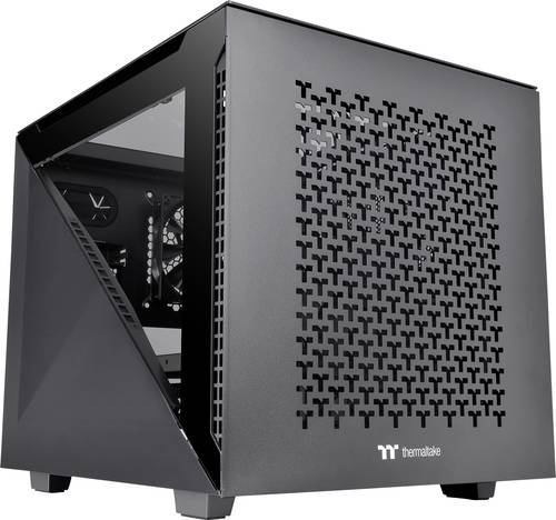 Thermaltake Divider 200 TG Air Black Micro-Tower PC-Gehäuse Schwarz 2 vorinstallierte Lüfter, Seit von Thermaltake