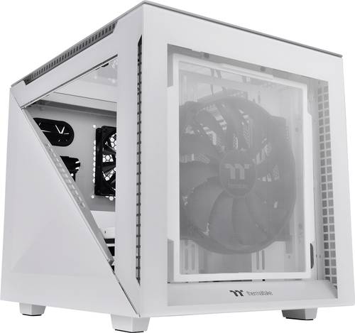 Thermaltake Divider 200 TG Snow Micro-Tower PC-Gehäuse Weiß 2 vorinstallierte Lüfter, Seitenfenst von Thermaltake