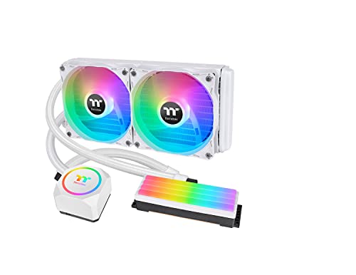 Thermaltake Floe RC240 CPU & Memory AIO Liquid Cooler Snow Edition | PC-Wasserkühlung | Prozessor-Kühler | Speicherkühler | RGB | leise-120mm-Lüfter | weiß von Thermaltake