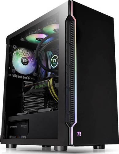 Thermaltake H200 TG RGB Midi-Tower PC-Gehäuse Schwarz Integrierte Beleuchtung, 1 vorinstallierter L von Thermaltake