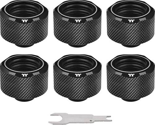 Thermaltake Pacific C-PRO G1/4 PETG Tube 16mm OD Compression – Black (6-Pack Fittings) Wasserkühl von Thermaltake