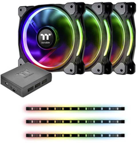 Thermaltake Riing Plus 12 RGB Kit PC-Gehäuse-Lüfter Schwarz, RGB (B x H x T) 120 x 120 x 25mm inkl von Thermaltake