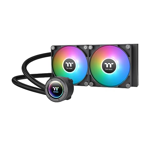 Thermaltake TH240 ARGB Sync V2 CPU-Flüssigkeitskühler/AlO-Flüssigkeitskühlung/Lüfter 120 mm x 2/PWM 500~2000 U/min/Spiegel Waterblock/MB ARGB Sync Control, CL-W361-PL12SW-A von Thermaltake