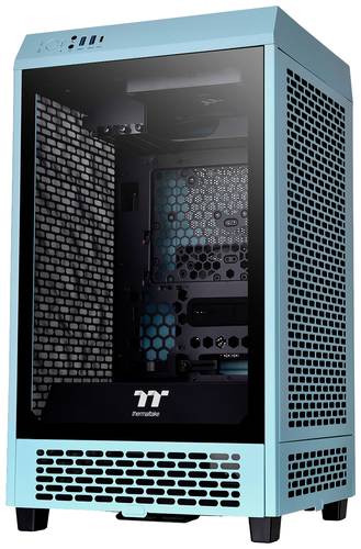 Thermaltake The Tower 200 Mini-Tower PC-Gehäuse Türkis 2 vorinstallierte Lüfter, Seitenfenster, S von Thermaltake