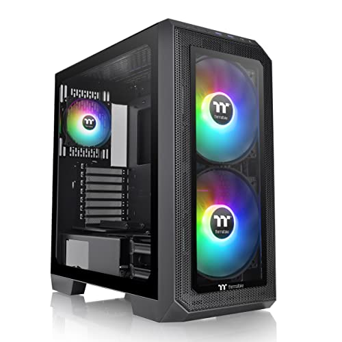 Thermaltake View 300 MX TG ARGB Motherboard Sync E-ATX Mid Tower Computergehäuse mit 2 x 200 mm Front & 1 x 120 mm ARGB-Lüfter hinten, austauschbares gehärtetes Glas und Netz-Frontplatte, von Thermaltake