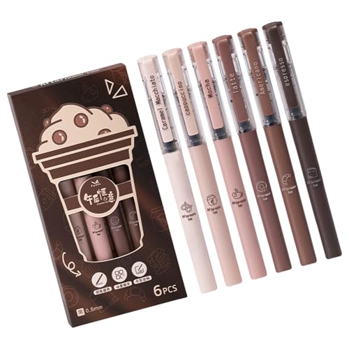 Thewasc 6 Stück 0,5 mm Kaffee-Gelschreiber, neutraler Stift, ästhetischer Schreibwaren-Stift, schnelltrocknende Tinte, Stift, Journaling-Stift Thewasc 6 Stück 0,5 mm Kaffee-Gelschreiber, neutraler Stift, ästhetischer Schreibwaren-Stift, schnelltrocknende Tinte, Stift, Journaling-Stift von Thewasc