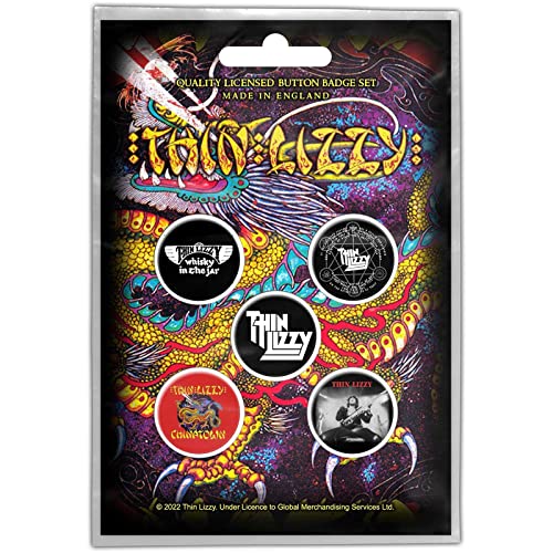 Thin Lizzy Paket Chinatown Band Logo Neu Offiziell Schwarz Set Of 5 Size One Size von Thin Lizzy