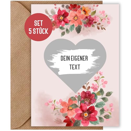 5x Blanko Rubbelkarte Blumig zum selber beschriften | Glückslos Rubbellos Überraschungskarte | Geschenk Gutschein zum Geburtstag Valentinstag Weihnachten (5 Stück Blumig) von Things of Happiness