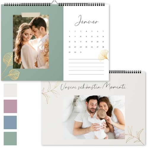 DIY Fotokalender zum selbstgestalten | A4 Bastelkalender ohne Jahr | Wandkalender zum Selbstgestalten | Moderner Kalender zum Basteln | Geschenk Weihnachten Valentinstag (Fotokalender Gold Blumen) von Things of Happiness