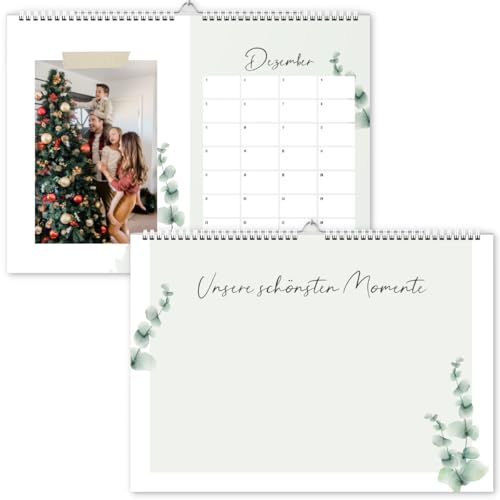 Fotokalender zum selbstgestaltet | DIY Bastelkalender ohne Jahr | A4 Wandkalender für Fotos | Kalender zum Selbstgestalten Eucalyptus Design | Geschenk Weihnachten (Fotokalender Eucalyptus) von Things of Happiness