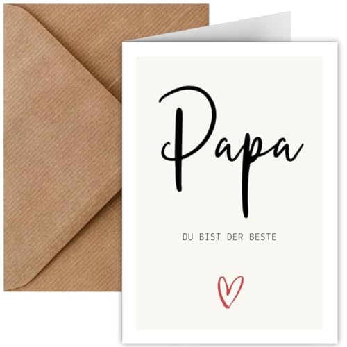 Karte Papa Du bist der Beste | Glückwunschkarte zum Vatertag oder Herrentag inkl. Briefumschlag | Glückwunschkarte Geburtstag Vater DIN A6 Format | Vatertagskarte (Klappkarte Papa der Beste) von Things of Happiness