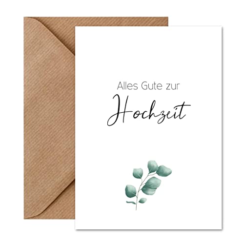Things of Happiness Hochzeitskarte – Alles Gute zur Hochzeit | Glückwunschkarte zur Hochzeit mit Briefumschlag (Hochzeit Eucalyptus) von Things of Happiness