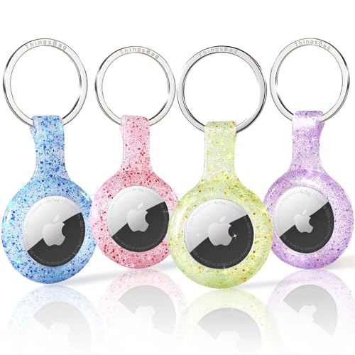 AirTag Halter 4er Pack, Glitzer Air Tag Anhänger Hülle Kompatibel mit Apple GPS Tracker, Silikon iTag Item Tracker Schlüsselring Frauen Bling Leicht Schlüsselanhänger Schutzhülle Organizer Zubehör AirTag Halter 4er Pack, Glitzer Air Tag Anhänger Hülle Kompatibel mit Apple GPS Tracker, Silikon iTag Item Tracker Schlüsselring Frauen Bling Leicht Schlüsselanhänger Schutzhülle Organizer Zubehör von ThingsBag