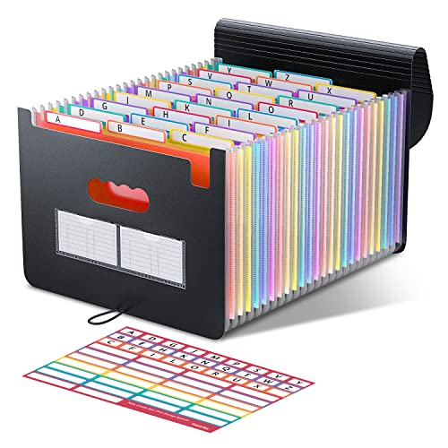 ThinkTex Dokumentenmappe A4 26 Fächer, Fächermappe Sortiermappe Bunte Datei Organizer Ordner, Schreibtisch Organizer/Aktentasche Mappe, Dokumententasche Aktenmappe Ordnungsmappe mit bunten Labeln von ThinkTex
