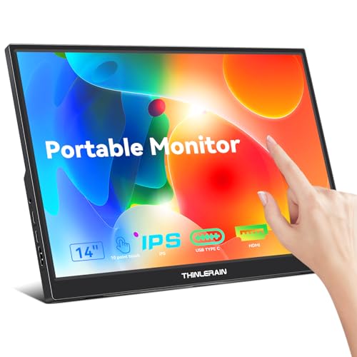 Thinlerain 14 Inch Portable Touchscreen Monitor FHD 1920 x 1200 IPS Screen, USB C and HDMI Monitor, Second Monitor (Built-in Speaker & Stand) External Monitor for PC Phone von Thinlerain