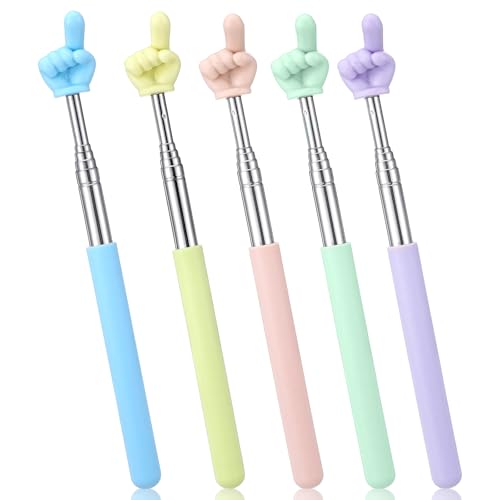 Teleskop-Zeiger für Lehrer, ausziehbar, Mini-Zeiger für Lehrer, Präsentatoren und Pädagogen (blau + grün + gelb + rosa + lila) 2 Stück von Thinp