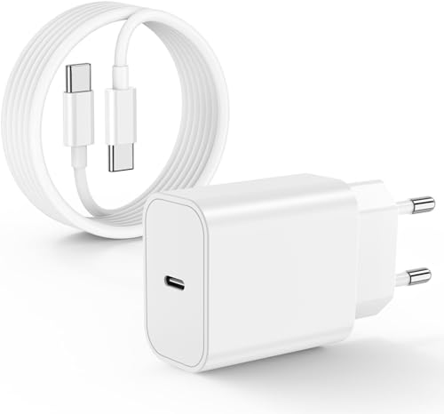 Thiyniya Schnellladegerät iPhone 15, USB C Kabel 2 m und 20 W USB C Ladegerät für Apple iPhone 15/15 Plus/15 Pro/15 Pro Max, iPad Pro/Air/Mini, Galaxy S23/S22, USB C Netzstecker Adapter Netzteil von Thiyniya