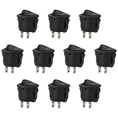 Thlevel 10 Stücke Kippschalter Runde Wippschalter Rocker Schalter SPST Lötfahne EIN/AUS AC 6A/250V 10A/125V für Auto Boot von Thlevel