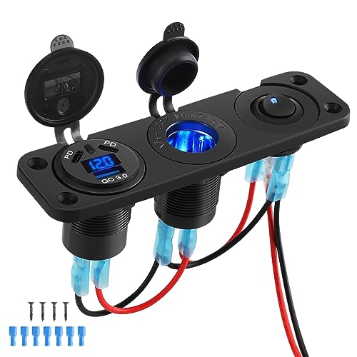 Thlevel 12V Auto USB C Steckdose Zigarettenanzünder Dual 45W PD und 18W QC3.0 mit Digital Voltmeter und Unabhängiger Schalter für 12V-24V LKW KFZ Wohnwagen Motorrad Boot Thlevel 12V Auto USB C Steckdose Zigarettenanzünder Dual 45W PD und 18W QC3.0 mit Digital Voltmeter und Unabhängiger Schalter für 12V-24V LKW KFZ Wohnwagen Motorrad Boot von Thlevel