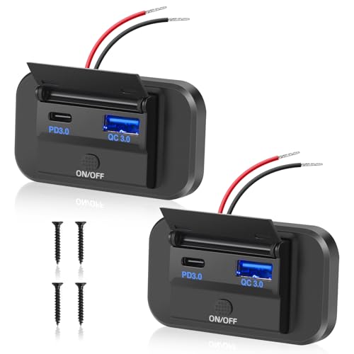 Thlevel Dual USB C Ladebuchse Steckdose 12V Auto Ladegerät 36W QC3.0 55W PD Handy Schnellladung Wasserdicht mit Schalter für 12V-24V KFZ Boot Wohnmobil Thlevel Dual USB C Ladebuchse Steckdose 12V Auto Ladegerät 36W QC3.0 55W PD Handy Schnellladung Wasserdicht mit Schalter für 12V-24V KFZ Boot Wohnmobil von Thlevel
