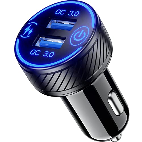 Thlevel Zigarettenanzünder USB Adapter QC3.0 Auto Ladegerät mit LED Licht EIN/Aus Schalter Schnellladung Dual Port 36W/3A für Phone Camera und Mehr von Thlevel