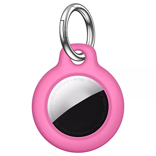 Thofa Schutz Hülle für Apple Airtag, Schutz Case aus Hartplastik mit Schlüsselanhänger, Stoßfest Kratzfest Waschbar, Leicht, Mini Hülle für AirTags Tracker - 1er Pink von Thofa
