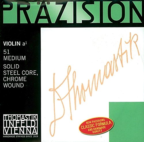 Thomastik 633933 Saiten für Violine Präzision Stahl Vollkern, Satz 4/4 Stark mit E Chromstahl von Thomastik