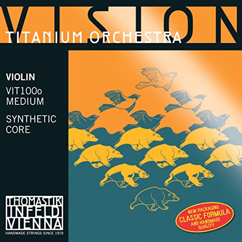 Thomastik 634249 Saiten für Violine Vision Titanium Orchestra Synthetic Core, Satz 4/4 Mittel mit E Stahl blank von Thomastik