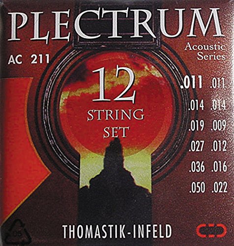 Thomastik 669387 Saiten für Akustikgitarre Plectrum Acoustic Series, Satz AC211 Light 12-string nickelfrei von Thomastik