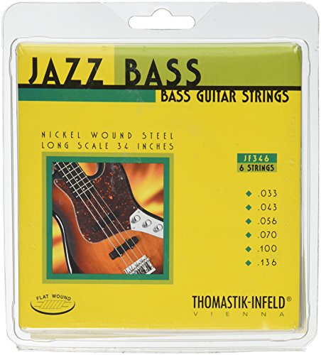 Thomastik 682736 Saiten für E-Bass Jazz Bass Flat Wound, Satz JF346 6-string long scale 34 Zoll von Thomastik