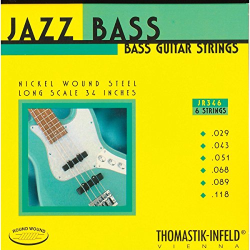 Thomastik 682786 Saiten für E-Bass Jazz Bass Serie Nickel Round Wound Roundcore, Satz JR346 6-string roundwound long scale 34 Zoll von Thomastik