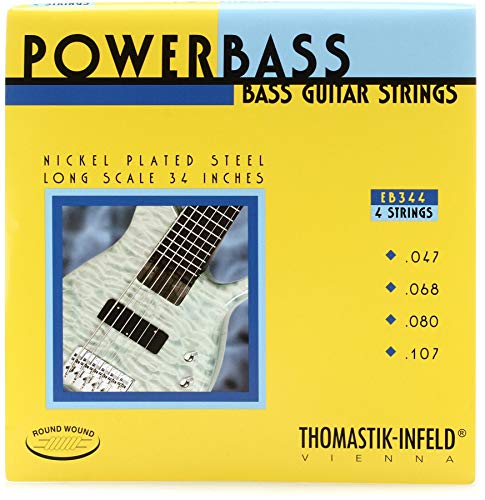 Thomastik 682805 Saiten für E-Bass Power Bass Magnecore Round Wound Hexcore, Satz EB344 4-string roundwound long scale 34 Zoll von Thomastik