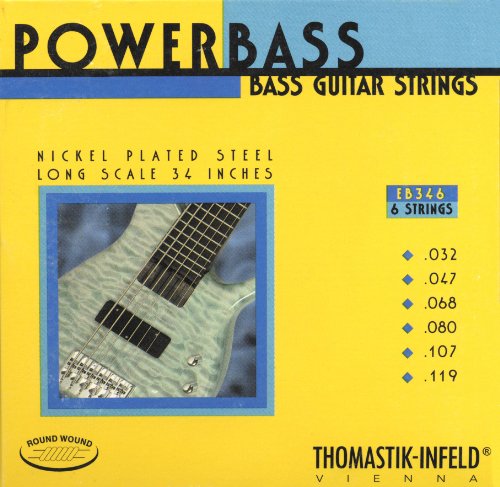 Thomastik 682826 Saiten für E-Bass Power Bass Magnecore Round Wound Hexcore, Satz EB346 6-string roundwound long scale 34 Zoll von Thomastik-Infeld