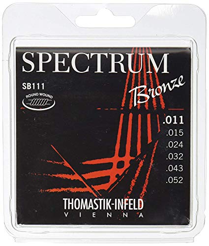 Thomastik Einzelsaite B/H .015 Stahl blank, vermessingt P15 für Akustikgitarre Spectrum Satz SB111; Plectrum Acoustic Series Satz AC112; für Jazz Gitarre und E-Gitarre von Thomastik