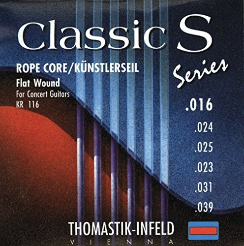 Thomastik Einzelsaite D4 .023 versilbertes Kupfer, Flatwound auf Seilkern KR23 für Klassikgitarre Classic S Series Rope Core Künstlerseil Satz KR116 von Thomastik