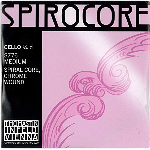 Thomastik Einzelsaite für Cello 1/4 Spirocore - D-Saite Spiralseilkern, Chrom umsponnen, mittel von Thomastik