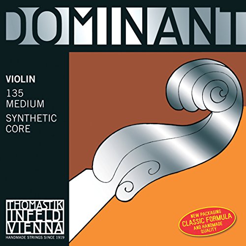 Thomastik-Infeld 135 Mikrofonständer (1 Halter/4 Dominant synthetikkern Violine Saiten, Set 4 mit Wound E, Medium Gauge von Thomastik-Infeld