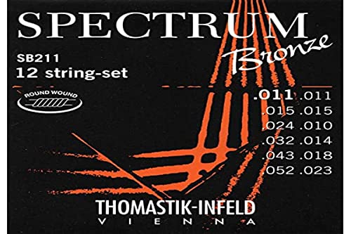 Thomastik Saiten für Akustikgitarre Spectrum Bronze Series nickelfrei Satz SB211 12-string light .011-.052 von Thomastik